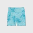 Women's High-waisted Tie-dye Bike Shorts 4 - Joylab Turquoise