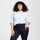 Women's Plus Size Long Sleeve Camden Button-down Shirt - Universal Thread Blue
