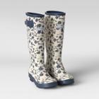 Smith & Hawken Rubber Tall Rain Boots Size 7 Floral Blue -