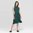 Women's Floral Print Sleeveless Halter Neck A Line Midi Dress - Who What Wear Black