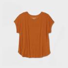 Women's Plus Size Short Sleeve Scoop Neck Linen T-shirt - Ava & Viv Orange