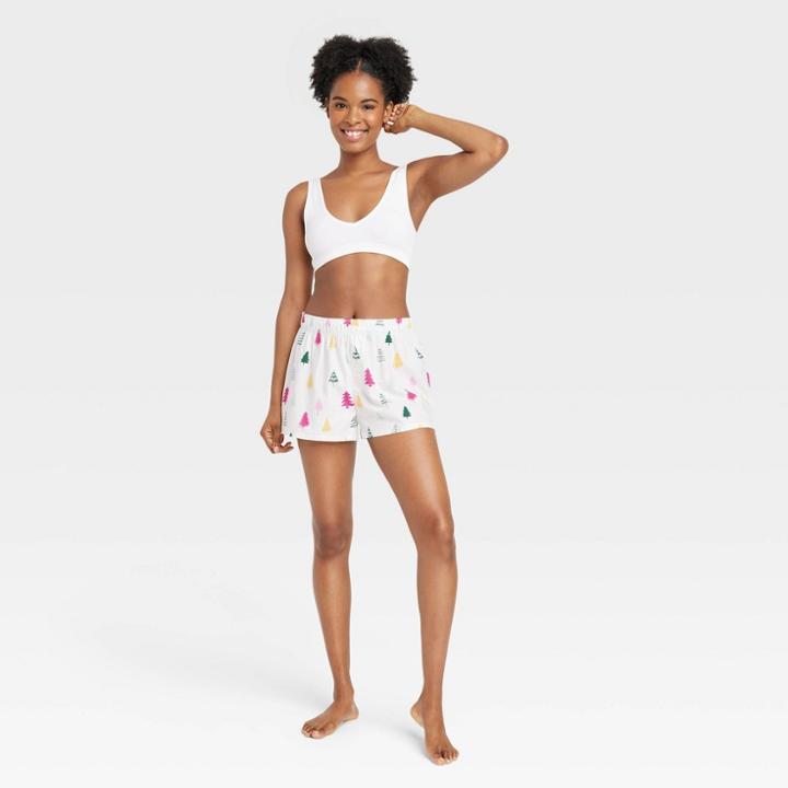 Women's Tree Print Boxer Pajama Shorts - Colsie White