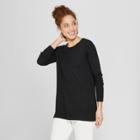 Women's Crew Neck Luxe Pullover - A New Day Black
