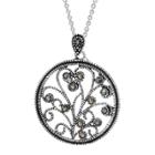 Distributed By Target Silver Plated Marcasite Filigree Pendant - 18, Brown/silver