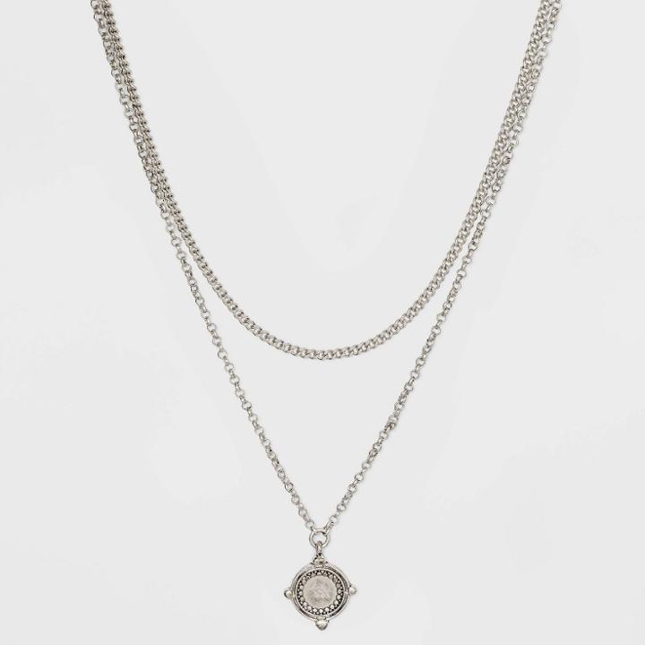 Mixed Metal Coin Charm Pendant Necklace - Universal Thread