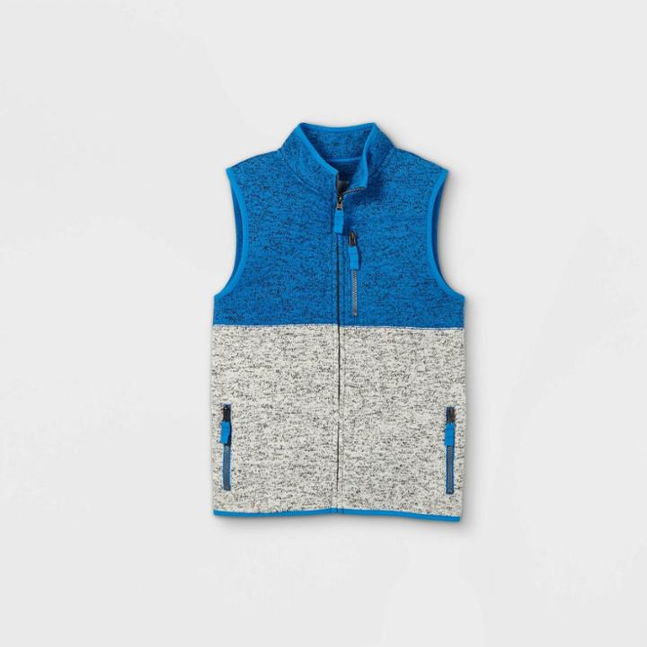 Boys' Knit Fleece Zip-up Vest - Cat & Jack Blue/gray
