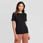 Women's Short Sleeve Crewneck Fitted T-shirt - A New Day Black