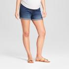 Maternity Crossover Panel Midi Jean Shorts - Isabel Maternity By Ingrid & Isabel Dark Wash 18, Women's, Blue