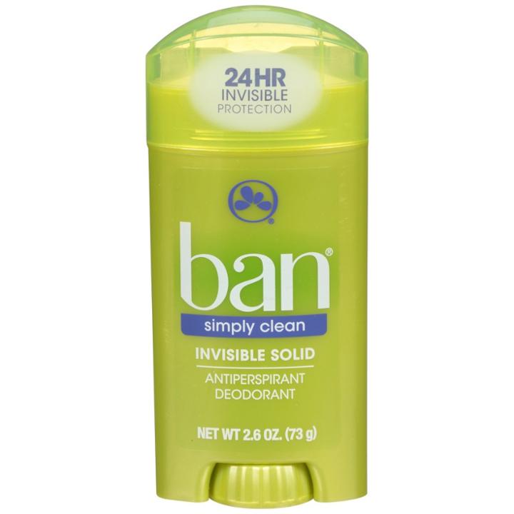 Ban Simply Clean Solid Deodorant - 2.6 Oz, Clear