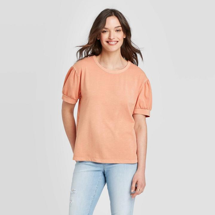 Women's Puff Short Sleeve T-shirt - Universal Thread Blush