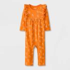 Baby Girls' Pumpkin Ruffle Pants Romper - Cat & Jack Orange Newborn