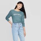 Grayson Threads Women's Grateful Long Sleeve Graphic T-shirt (juniors') - Green -