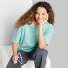 Women's Short Sleeve Relaxed Fit T-shirt - Wild Fable Aqua Green Xxs