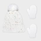 Toddler Girls' Speckled Hat And Magic Mittens Set - Cat & Jack Cream