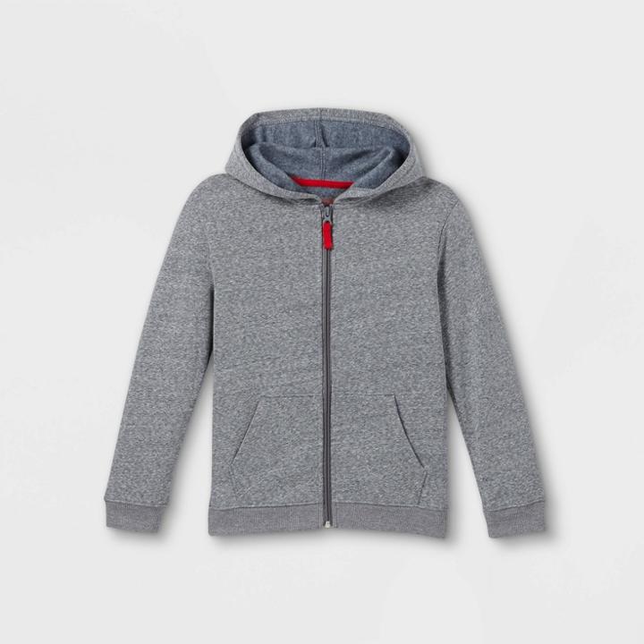 Boys' Fleece Zip-up Hoodie - Cat & Jack Charcoal Heather