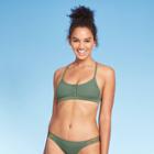 Women's Ribbed Snap Front Bralette Bikini Top - Xhilaration Olive Xs, Women's, Green