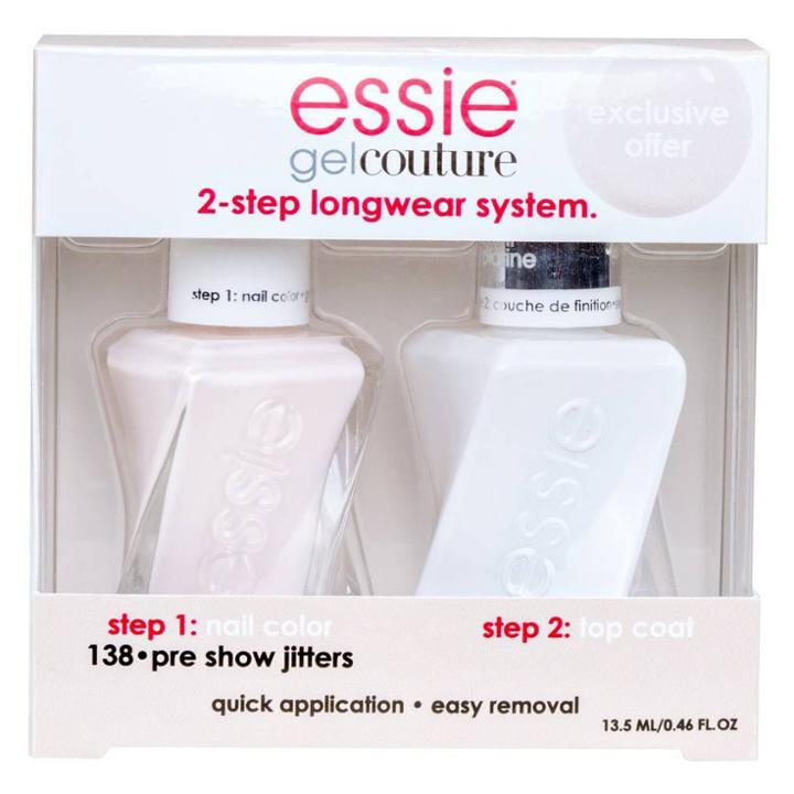 Essie Preshow Jitters Gel Couture Nail Polish And Gel Couture Top Coat Kit - 0.46 Fl Oz, Adult Unisex