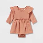 Grayson Collective Baby Girls' Woven Skirted Bodysuit - Rust Brown