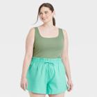 Women's Plus Size Square Neck Tank Top - A New Day Green