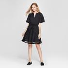 Women's V-neck Pom Pom Dress - A New Day Black