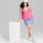 Women's Plus Size Satin Handkerchief Hem Tank Top - Wild Fable Pink