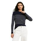 Women's Striped Crewneck Pullover Sweater - Nili Lotan X Target Navy Xxs