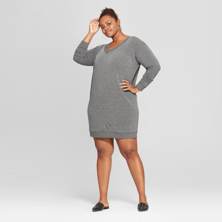 Women's Plus Size Tie Back Dress - Ava & Viv Heather Gray