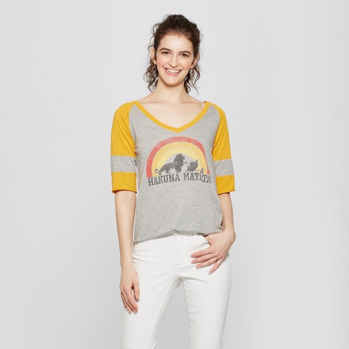 Disney Women's Lion King 3/4 Sleeve Hakuna Matata Graphic T-shirt (juniors') Heather Gray