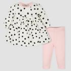 Gerber Baby Girls' 2pc Dotted Dress - White/pink