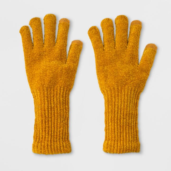 Women's Chenille With Extended Cuff And Tech Touch Gloves - A New Day Yellow,