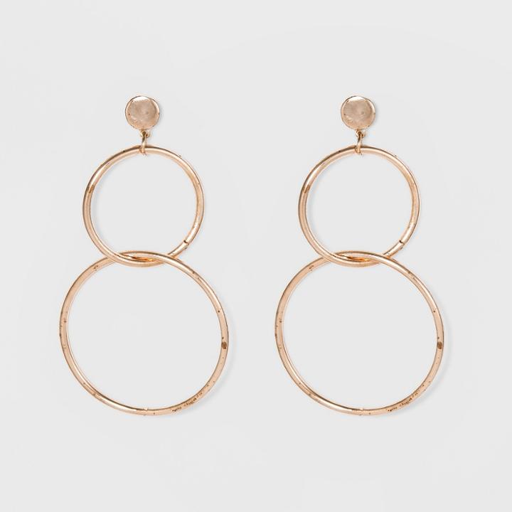 Double Link Drop On Post Earrings - A New Day Rose Gold