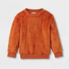 Toddler Boys' Sherpa Crew Neck Pullover Sweatshirt - Cat & Jack Orange