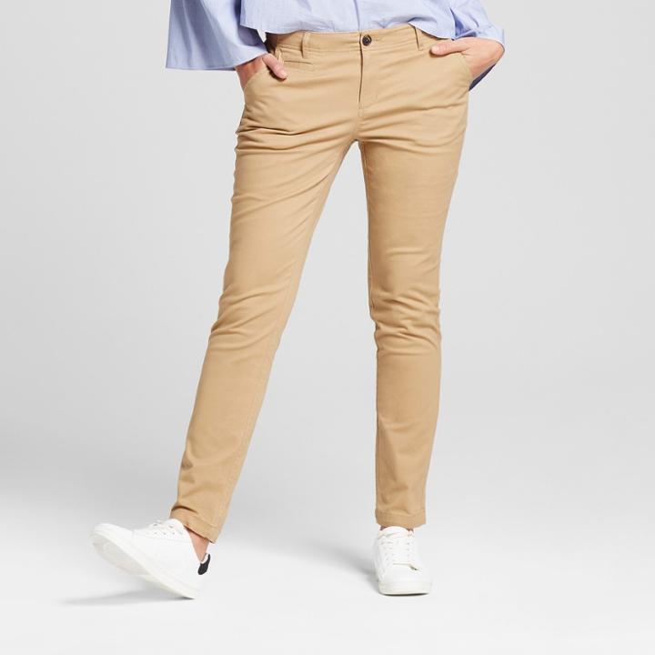 Women's Straight Leg Slim Chino Pants - A New Day Tan