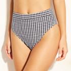 Women's Gingham High Waist Bikini Bottom - Xhilaration Black Gingham L, Black Universe