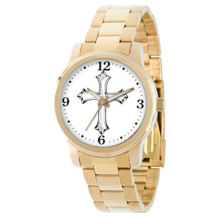 Target Men's Ewatchfactory Cross Religious Bracelet Watch - Gold