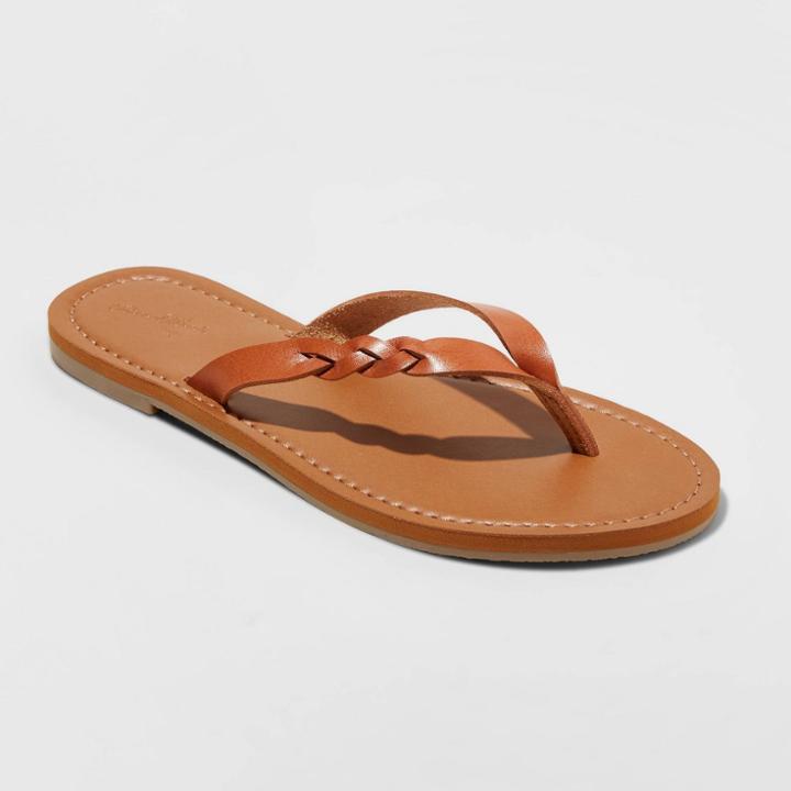 Women's Bobbie Braided Flip Flop Sandals - Universal Thread Cognac