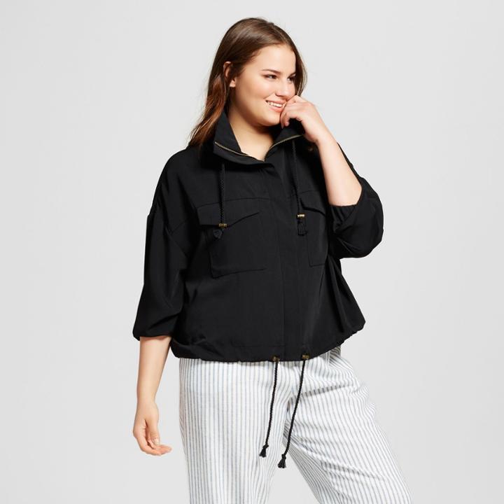 Women's Plus Size Slouchy Bomber Jacket - Who What Wear Black X
