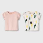 Toddler Girls' 2pk Short Sleeve T-shirts - Cat & Jack Just Peachy/print 2t,