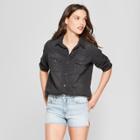 Target Women's Western Denim Long Sleeve Shirt - Universal Thread Dark Gray Wash