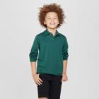 Boys' Long Sleeve Interlock Uniform Polo Shirt - Cat & Jack Green