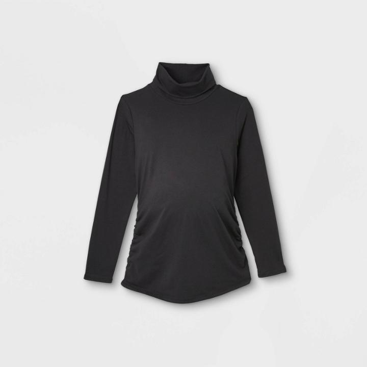 Maternity Long Sleeve Turtleneck T-shirt - Isabel Maternity By Ingrid & Isabel Black
