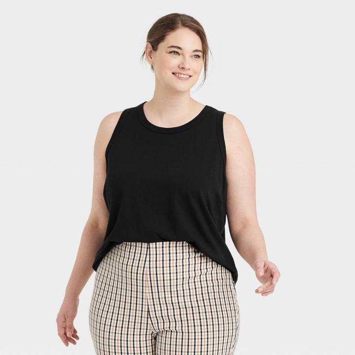 Women's Plus Size Supima Tank Top - A New Day Black