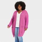 Women's Plus Size Marled Open-front Cardigan - Knox Rose Raspberry