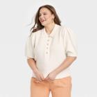 Women's Plus Size Polo Sweater - A New Day Cream