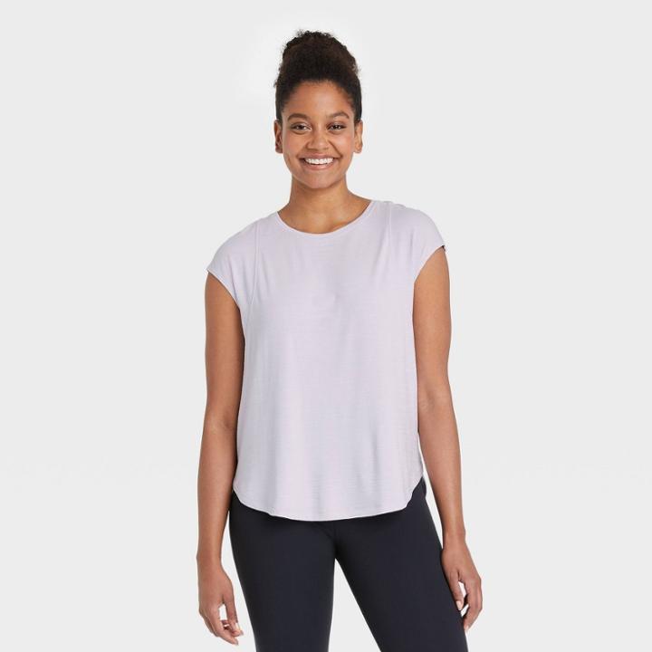 Women's Wrap Front Short Sleeve Top - All In Motion Frosty Lavender Xs, Frosty Purple