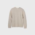 Men's Standard Fit Textured Long Sleeve Henley T-shirt - Goodfellow & Co Oatmeal