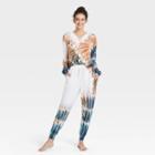 Women's Tie-dye Butter French Terry Cropped Lounge Hooded Sweatshirt - Colsie Orange
