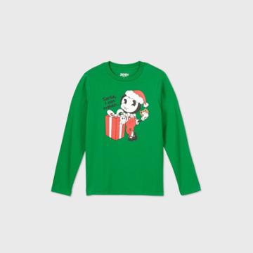 Bendy And The Ink Machine Boys' Bendy 'santa, I Can Explain' Long Sleeve Graphic T-shirt - Green