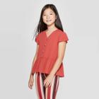 Petitegirls' Short Sleeve Ruffle Top - Art Class Orange