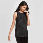 Women's Crewneck Crinkle Shine Tank Top - A New Day Black